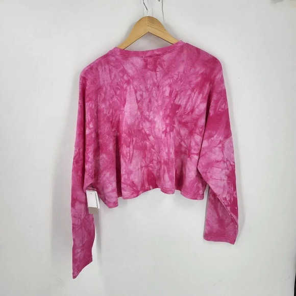 BP Nordstrom Women's‎ Henley Crop Tie Dye Sweatshirt Pink Size L NWT - Picture 3 of 11